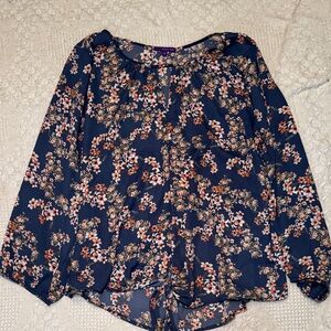 West Kei Navy Floral Blouse